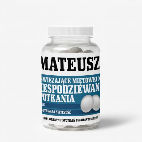 Zestaw prezentowy: mitwki + etykieta do naklejenia UPOMINEK DLA SINGLA cukierki mitowe prezent dla singla