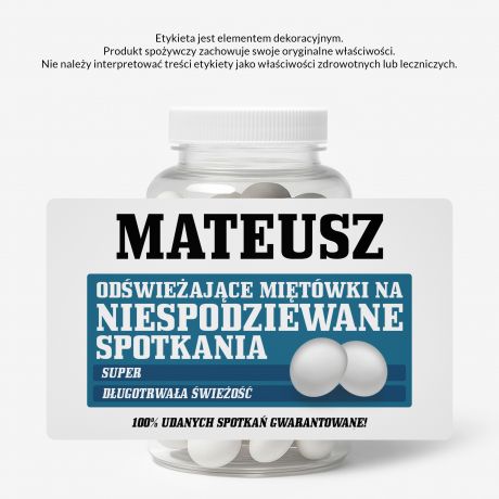 Zestaw prezentowy: mitwki + etykieta do naklejenia UPOMINEK DLA SINGLA cukierki mitowe prezent dla singla