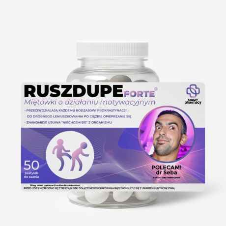 Zestaw prezentowy: mitwki + etykieta do naklejenia RUSZ SI mieszny prezent cukierki mitowe