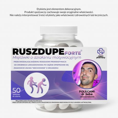 Zestaw prezentowy: mitwki + etykieta do naklejenia RUSZ SI mieszny prezent cukierki mitowe