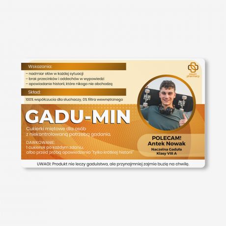 Zestaw prezentowy: mitwki + etykieta do naklejenia PREZENT DLA GADUY prezent dla przyjaciela cukierki mitowe