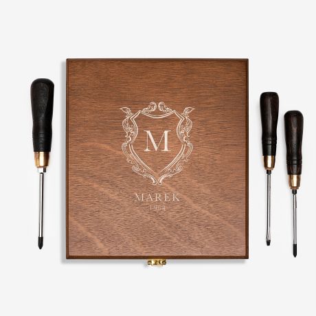 Zestaw �rubokr�t�w w skrzynce KR�LEWSKI ROCZNIK prezent na urodziny prezent dla z�otej r�czki prezent na 60 urodziny