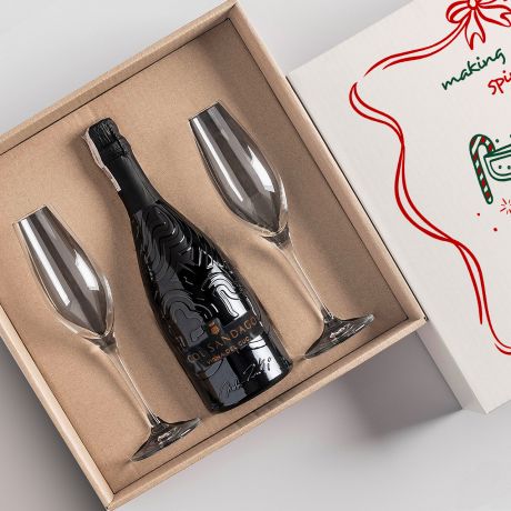 Zestaw witeczny z alkoholem NA GWIAZDK Prosecco z kieliszkami alkohol na prezent prezent dla rodzicw