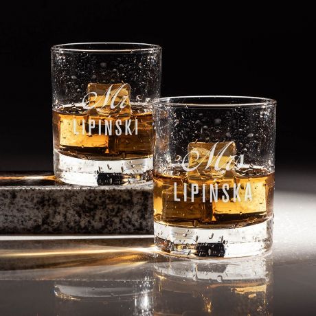 Zestaw szklanek do whisky MR & MRS prezent �lubny dla pary m�odej
