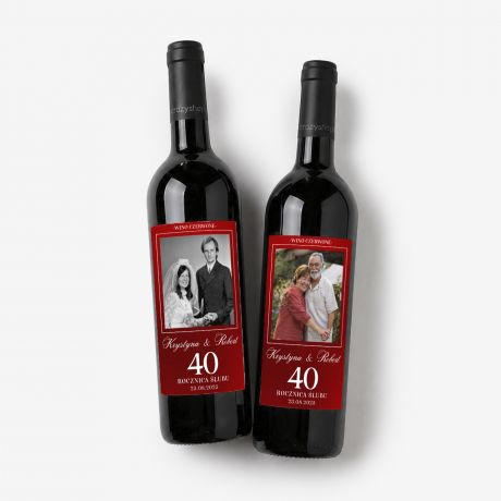 Zestaw win w skrzynce PREZENT NA 40-LECIE �LUBU prezent dla pary prezent na 40 rocznic� �lubu personalizowane wina