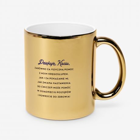 Z�oty kubek DOBRE NASTAWIENIE prezent dla rehabilitanta