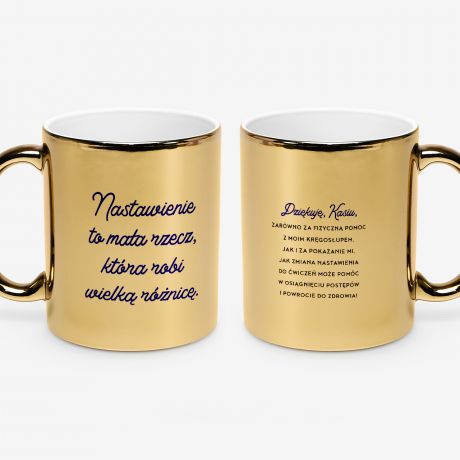 Z�oty kubek DOBRE NASTAWIENIE prezent dla rehabilitanta