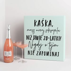 Bellini z kieliszkami ZESTAW NA 40 URODZINY DLA KOBIETY