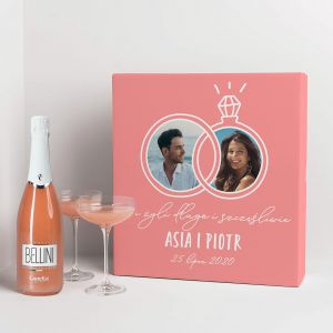 Bellini z kieliszkami GRATULACJE Z OKAZJI ZARCZYN prezent dla pary