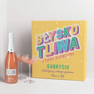 Bellini z kieliszkami PREZENT Z OKAZJI ZDANEGO EGZAMINU