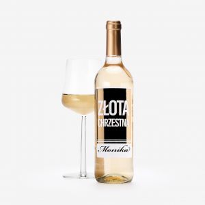 Biae wino personalizowane PREZENT DLA CHRZESTNEJ