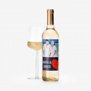 Białe wino personalizowane PREZENT DLA ZAKOCHANEJ PARY