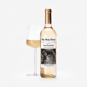 Biae wino THE BABY TIMES powiadomienie o ciy informacja o ciy wino na prezent z imieniem dla rodziny