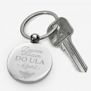 Brelok metalowy z grawerem WRACAM DO ULA gadet dla pszczelarza