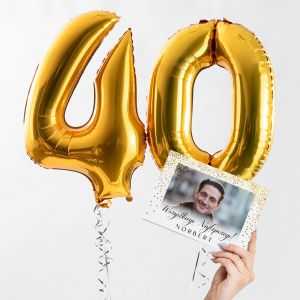 Balony na 40 URODZINY z helem + kartka ze zdjęciem