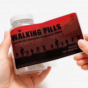 Buteleczka na cukierki z personalizowan� etykiet� w klimacie apokalipsy zombie cukierki mi�towe