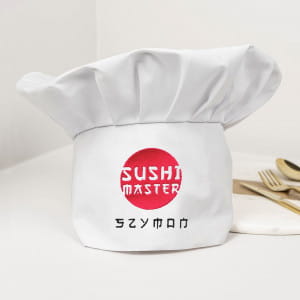 Czapka kucharska z nadrukiem SUSHI MASTER prezent dla miłośnika sushi