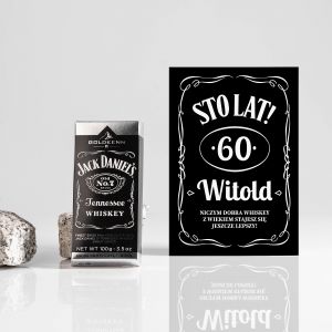 Czekolada Jack Daniel's + kartka z życzeniami na 60 urodziny
