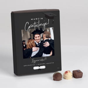 Czekoladki z belgijskiej czekolady NA ZAKOŃCZENIE STUDIÓW prezent dla inżyniera