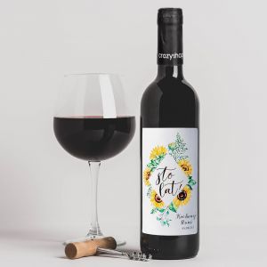 Czerwone wino personalizowane SONECZNIKI prezent na imieniny dla ony