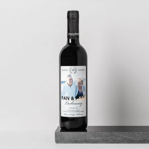 Czerwone wino ze zdjęciem PAN I PANI prezent na rocznicę ślubu