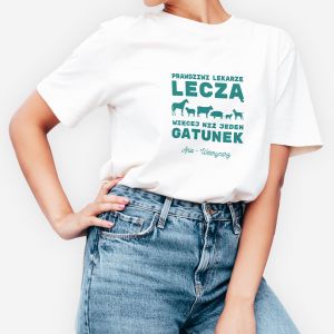 Damska koszulka dla weterynarza PRAWDZIWI LEKARZE - L