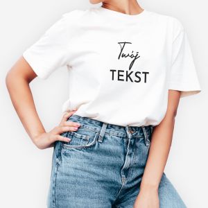 Damska koszulka z wasnym nadrukiem TWJ TEKST - L