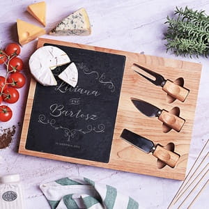 Deska do sera z grawerem SZCZĘŚLIWA PARA prezent dla pary młodej zamiast kwiatów