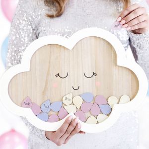 Drewniana ksiga goci na baby shower CHMURKA