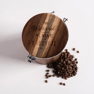 Drewniana puszka z kawą NA DZIEŃ NAUCZYCIELA