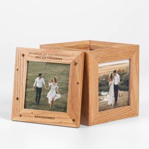 Drewniana szkatułka grawerowana GWIAZDKI upominek dla nowożeńców