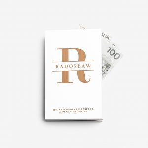 Drewniane pude�ko na pieni�dze MONOGRAM prezent urodzinowy