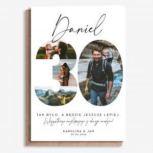 Dua kartka na 30 URODZINY ze zdjciem A4 personalizowana kartka urodzinowa upominek na 30 urodziny