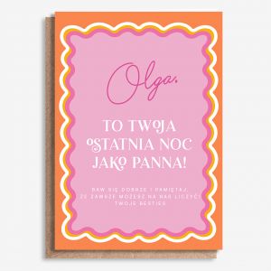 Du�a kartka na panie�ski A4 OSTATNIA NOC JAKO PANNA