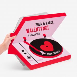 Dua kartka walentynkowa GRAMOFON kartka na walentynki upominek na walentynki upominek walentynkowy