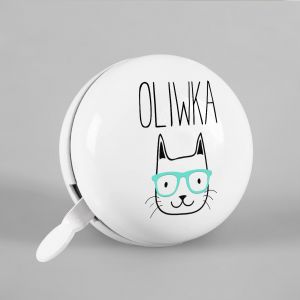 Personalizowany dzwonek do roweru KOTEK dzwonek na rower dla dziewczynki prezent dla kociary