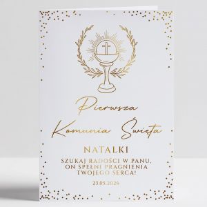 Elegancka KARTKA KOMUNIJNA ze zoceniem kartka na komuni upominek na komuni personalizowana kartka