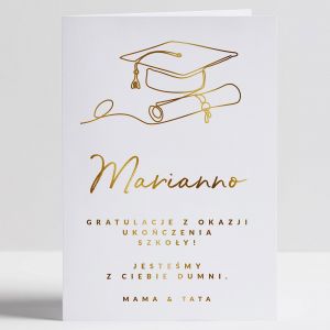 Elegancka kartka ze zoceniem GRATULACJE NA ZAKOCZENIE ROKU SZKOLNEGO