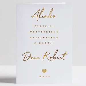 Elegancka kartka z yczeniami na DZIE KOBIET ze zoceniem kartka na dzie kobiet kartka z okazji dnia kobiet