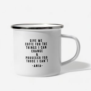 Emaliowany kubek dla kawoszki GIVE ME COFFEE