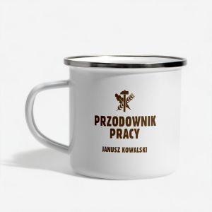 Emaliowany kubek PRZODOWNIK PRACY