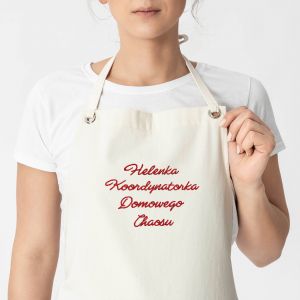 Fartuszek z haftem KOORDYNATORKA DOMOWEGO CHAOSU prezent dla kobiety fartuch kuchenny damski