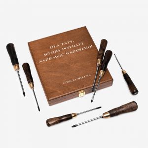 Grawerowana skrzynka ze �rubokr�tami PREZENT DLA TATY prezent dla ojca prezent na urodziny dla taty