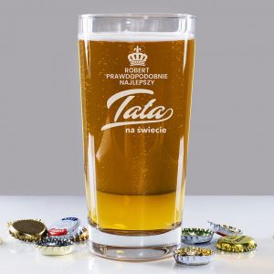 Grawerowana szklanka do piwa PREZENT DLA TATY