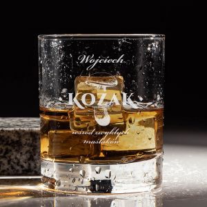 Grawerowana szklanka do whisky KOZAK prezent dla grzybiarza