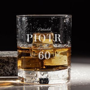 Grawerowana szklanka do whisky NA 60 URODZINY