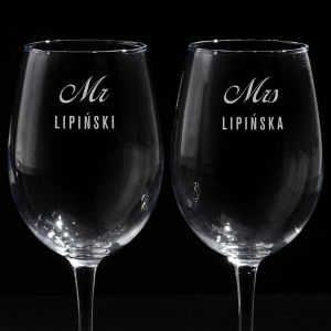 Grawerowane kieliszki dla dwojga MR & MRS