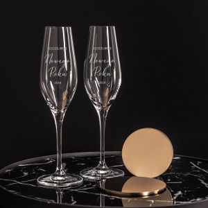 Grawerowane kieliszki do szampana TOAST NOWOROCZNY