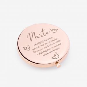 Grawerowane lusterko rose gold WYJTKOWY PREZENT DLA DZIEWCZYNY prezent na urodziny dla dziewczyny
