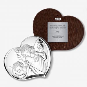 Grawerowany obrazek ANIO� STRӯ prezent na chrzest pami�tka chrztu prezent na chrzciny srebrny obrazek